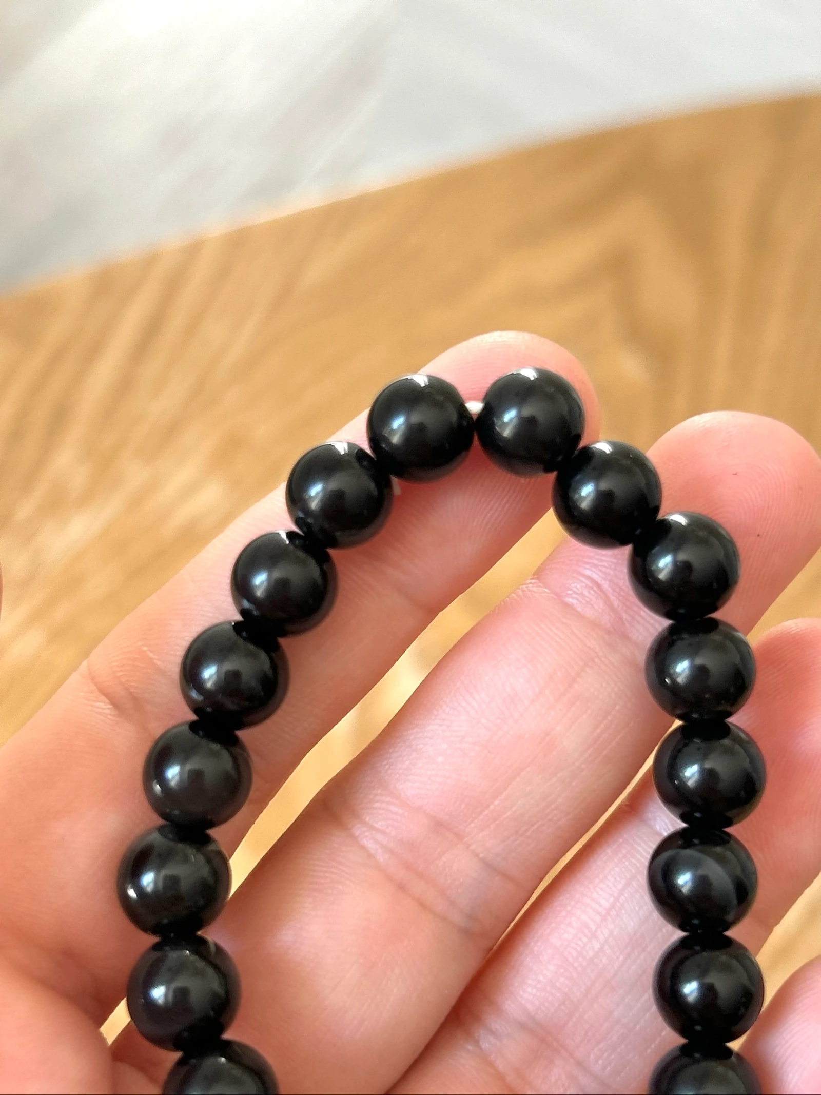 Pulseira de contas naturais obsidiana dourada cor preta – photo 4